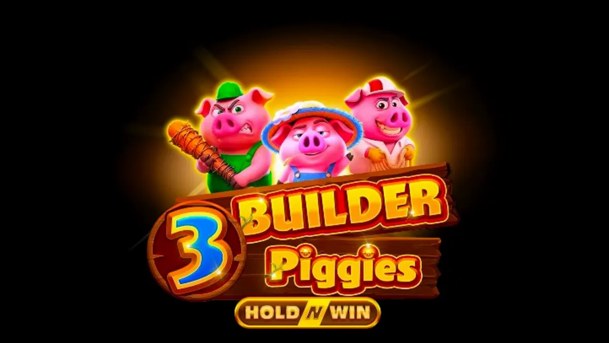 Interface do jogo 3 Builder Piggies exibida em um smartphone moderno